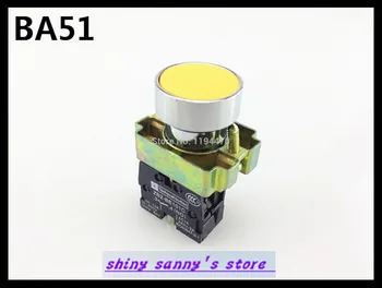 

10Pcs/Lot BA51 XB2-BA51 Yellow Self-reset Momentary Flush Pushbutton 1 N/O Flat Push Button Switch