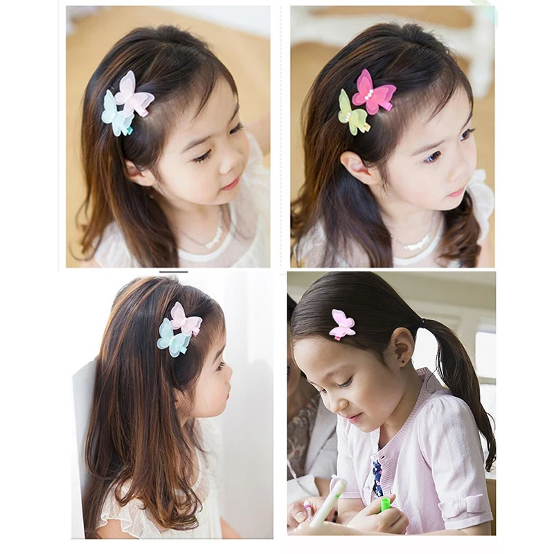 

1PCS cute princess pearl chiffon bow hair clip baby side clip baby girl headwear summer children hair accessories