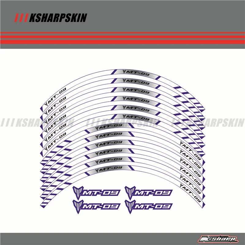 12 X толстый край внешний обод наклейки в полоску колесные наклейки подходят для всех YAMAHA mtmt09 - Цвет: BULE WHITE