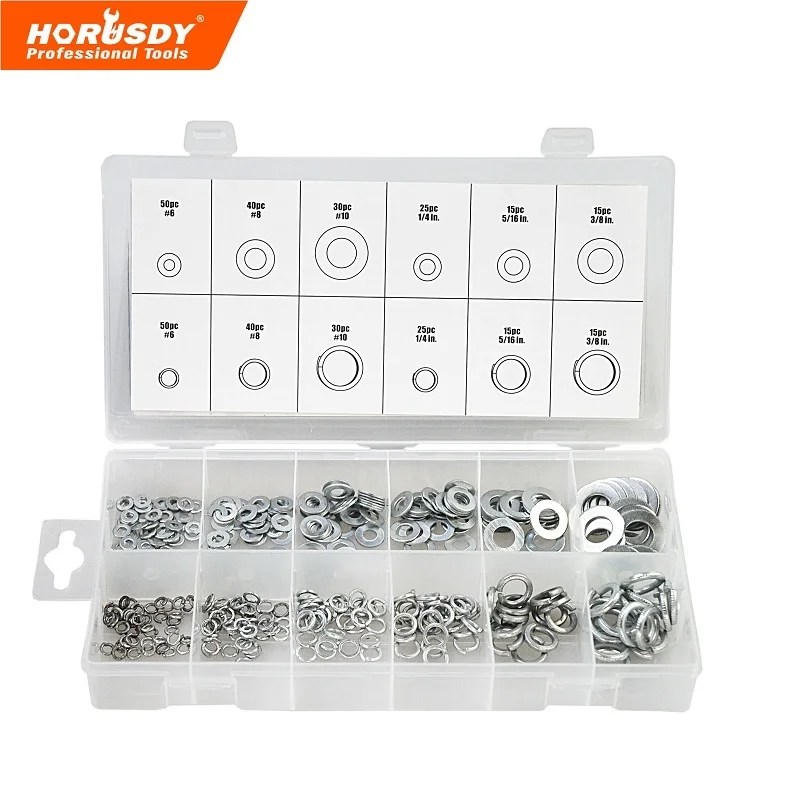

HORUSDY 350 Pcs Flat & Lock Washer Assortment Professional Industry Tool