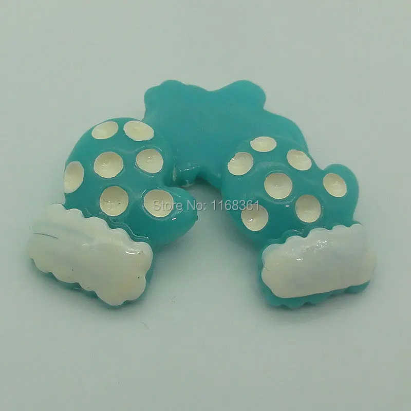 1pcs/lot resin flatback light blue glove 22mm Cabochons Scrapbooking Hair Bow Center DIY Christmas decration C106-8