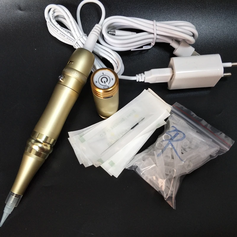 

1Pcs Permanent Makeup Machine Tattoo Pen 100Pcs 3RL Needles Tip for Eyebrow Lip Eyeliner Import Motor Rechargeable Battery