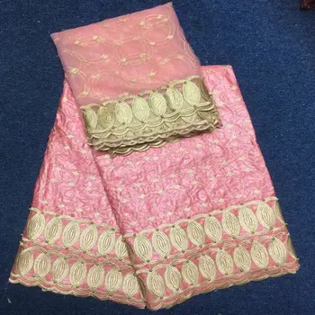 

2017 African Brocade Lace Fabric High Quality BZ lace Fabric Bazin Riche Embroidery Jacquard Evening Dress 5Yards+2Yards