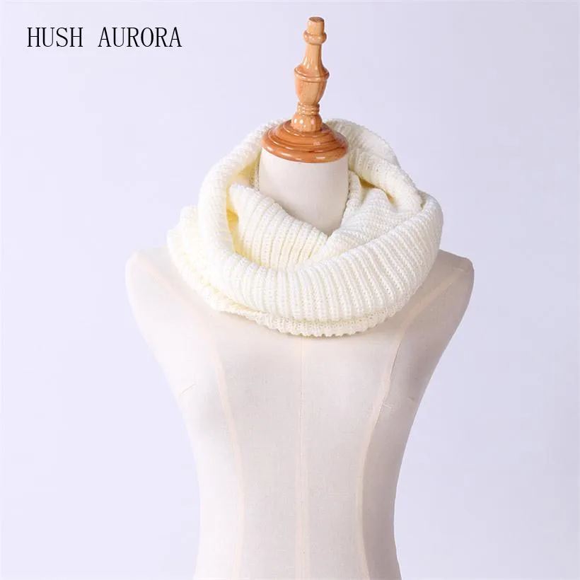 

Hot Sale New Fashion Style Unisex Winter knitted Scarves Wool Collar Neck Warmer Crochet Ring Scarf For women