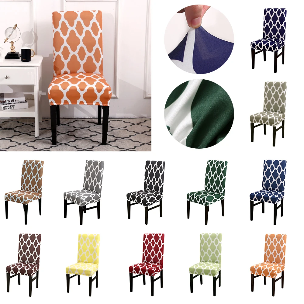 

DIDIHOUChair Cover Spandex Elastic Printing Dining Solid Color Stretch Elastic Slipcovers Chair Covers For Kitchen Wedding Hotel