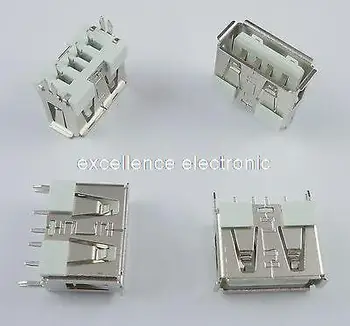 

100 Pcs New USB 2.0 Female Type A 4 Pin PCB Connector 180 Degree DIY