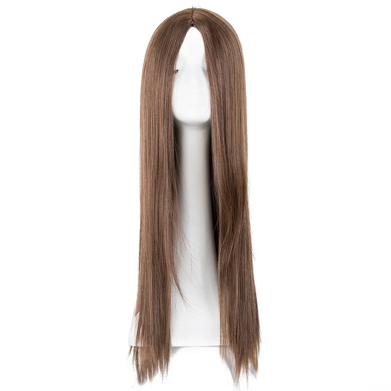 Fei-Show прямой парик из синтетического термостойкого волокна длинные светло-коричневые женские волосы кусок Наклонный взрыва костюм Cos-play волосы - Цвет: 1B/30HL