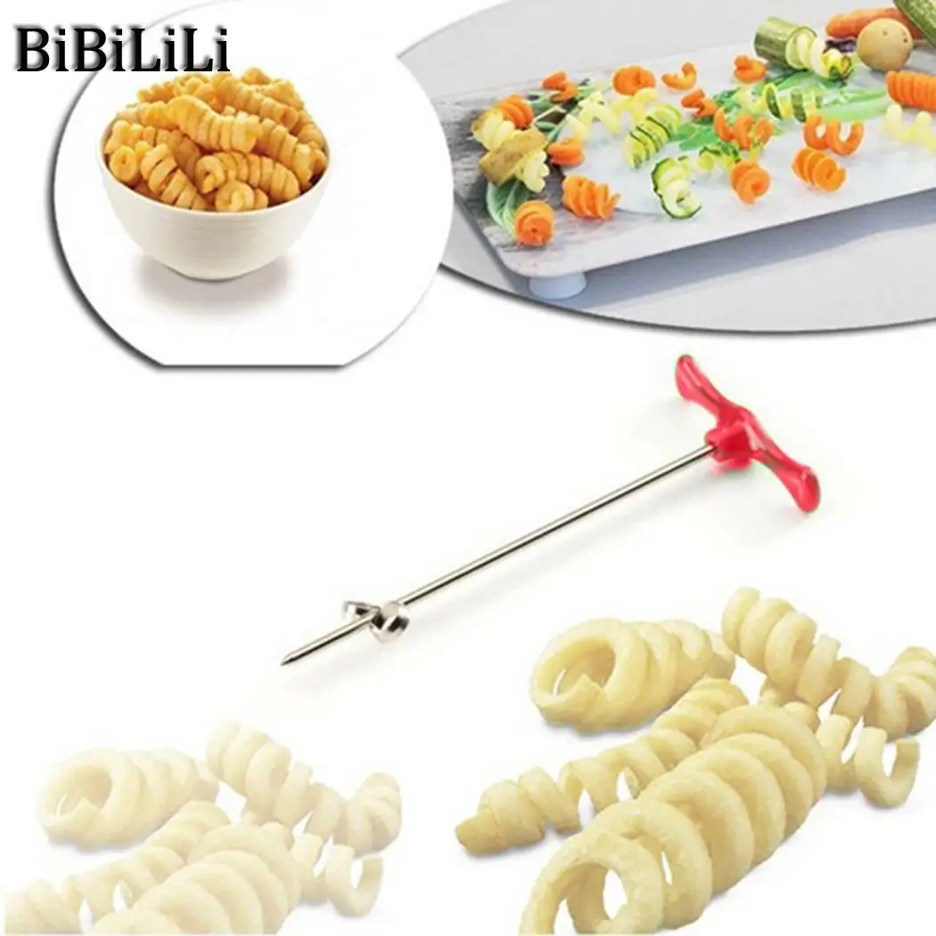 

Kitchen Tools DIY Manual Creative 1pc 3 string Rotate Potato Slicer Stainless Steel +Plastic Twisted Potato Slice Cutter Spiral