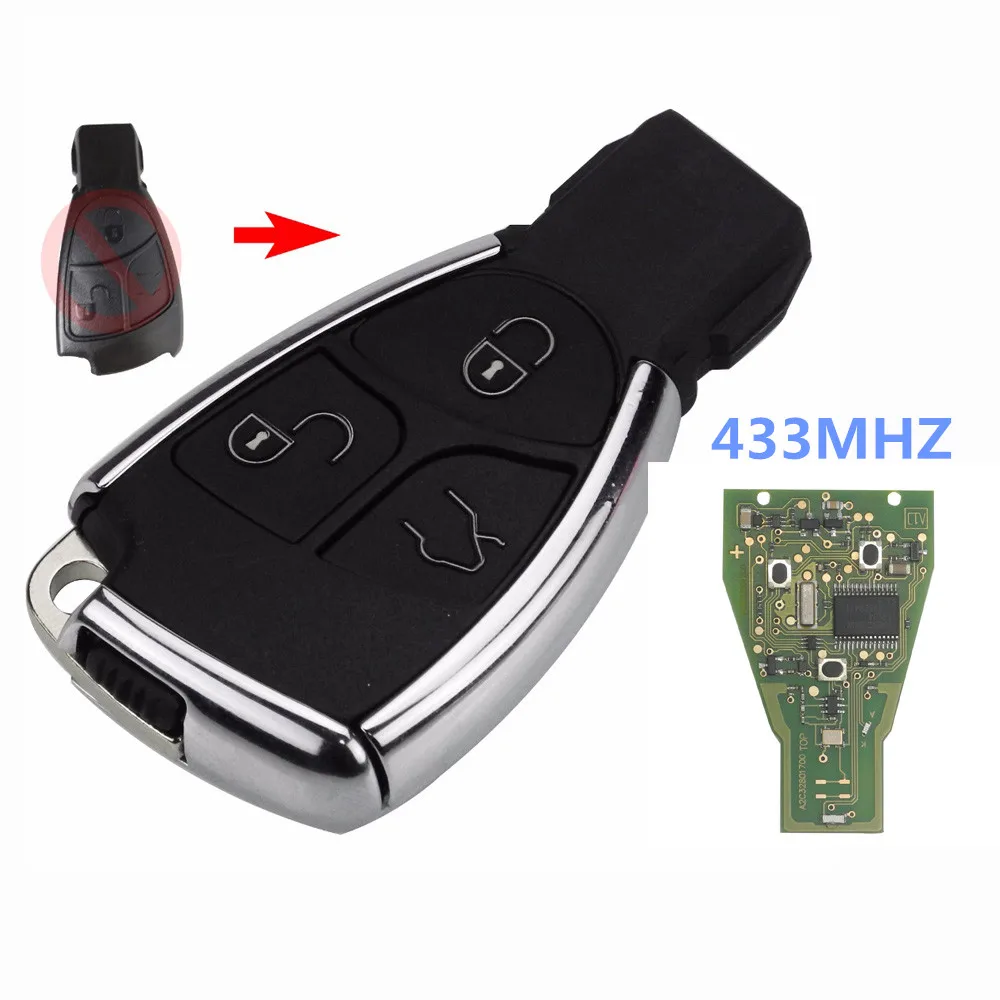 

JYQ 3Buttons Remote Key Shell Cover for Mercedes Benz B C E ML S CLK SLK CL GL W211 With 433Mhz Circuit Board Small Key Chrom
