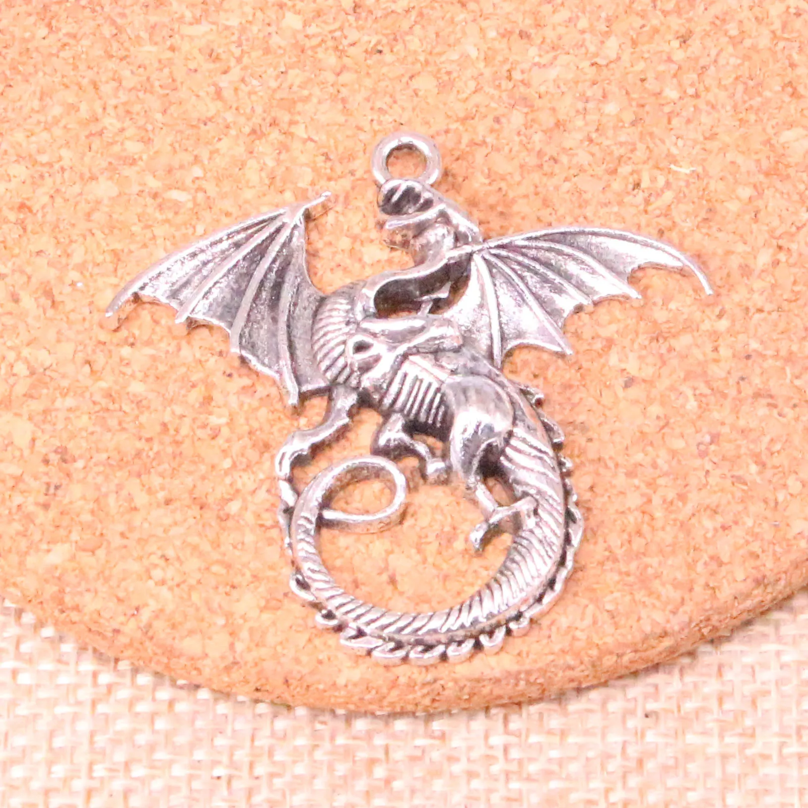 3pcs Flying dragon Charms Pendants for Jewelry Making Vintage Antique