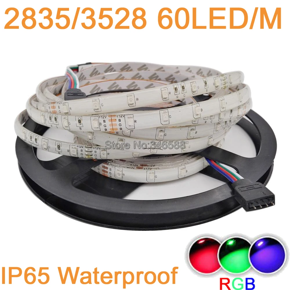 5 M DC12V 300 светодиодный s 3528 2835 SMD 12 V 60 светодиодный/м гибкий Светодиодные ленты света IP65 эпоксидной Водонепроницаемый RGB Цвет для вечерние украшения дома