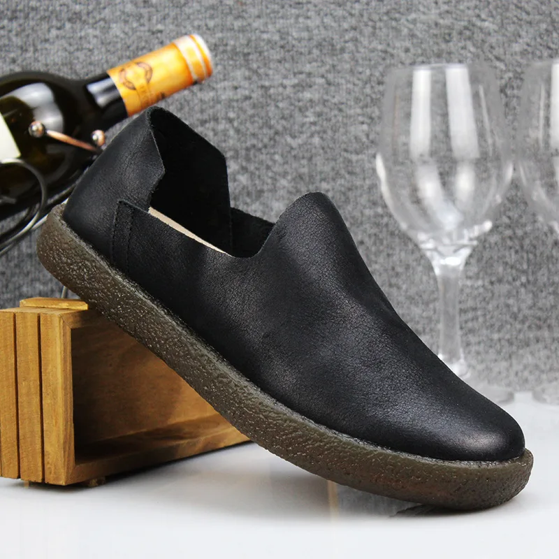 

New Men's Genuine Leather Shoes Handmade Slip on Soft Bottom Driving Shoes Luxury Comfortable Men Designer Loafer Shoes Black