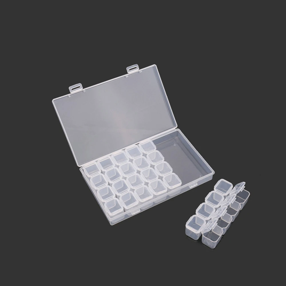 28 Cells Nail Clear Compartments Storage Box Cosmetics Holder Mini Drill Box Empty Storage Container Jewelry Box for Nail Art