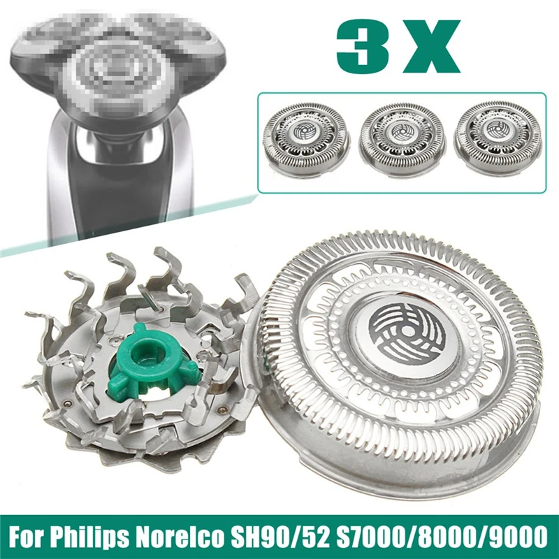 3Pcs Stainless Steel Shaver Razor Blades Heads For Philips