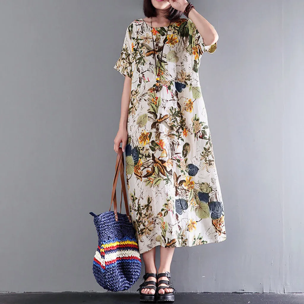 

Feitong Women Summer Dress 2019 Casual Short Sleeve Long Maxi Dress Floral Print Boho Dress Summer Elegant Sundress Vestidos