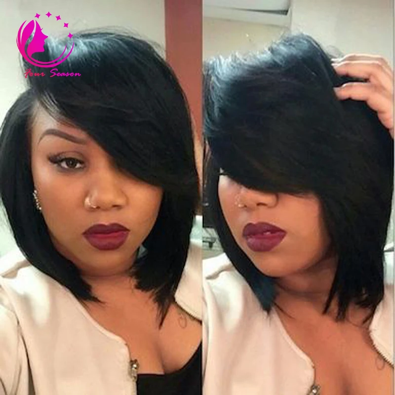 Grade6A glueless Brazilian virgin human hair side part full lace wig