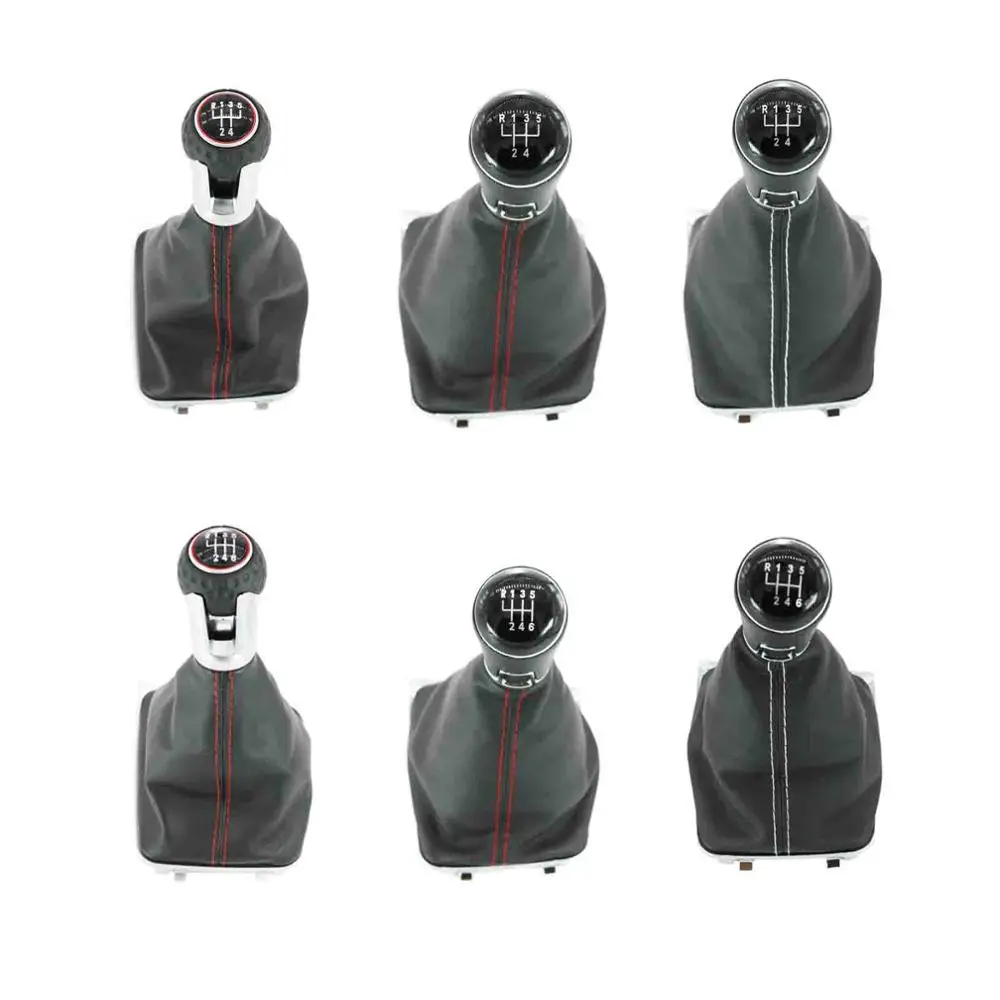 5 / 6 Speed Car Gear Stick Level Shift Knob With Leather Boot For VW