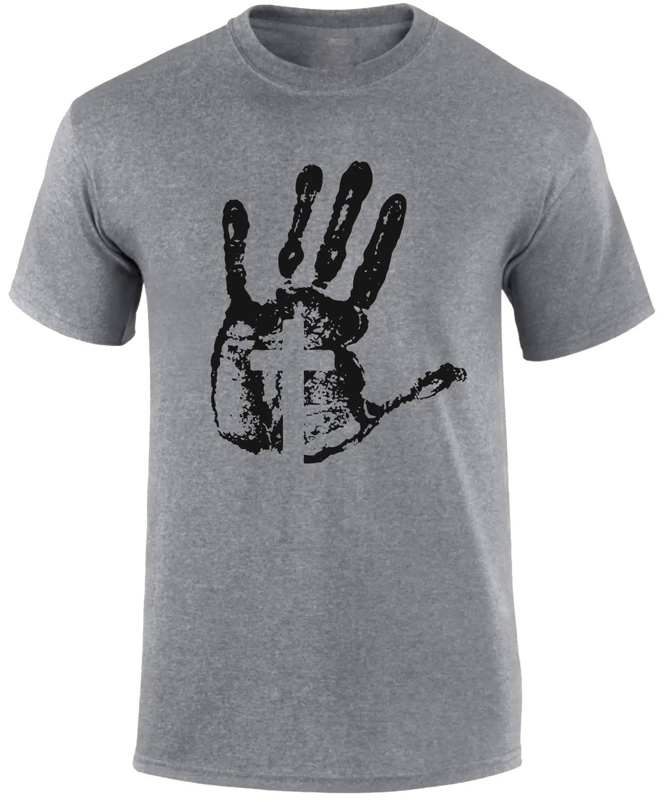 

Christian Cross On Hand Jesus Religious Gospel Slogan Evangelism Men T-shirt