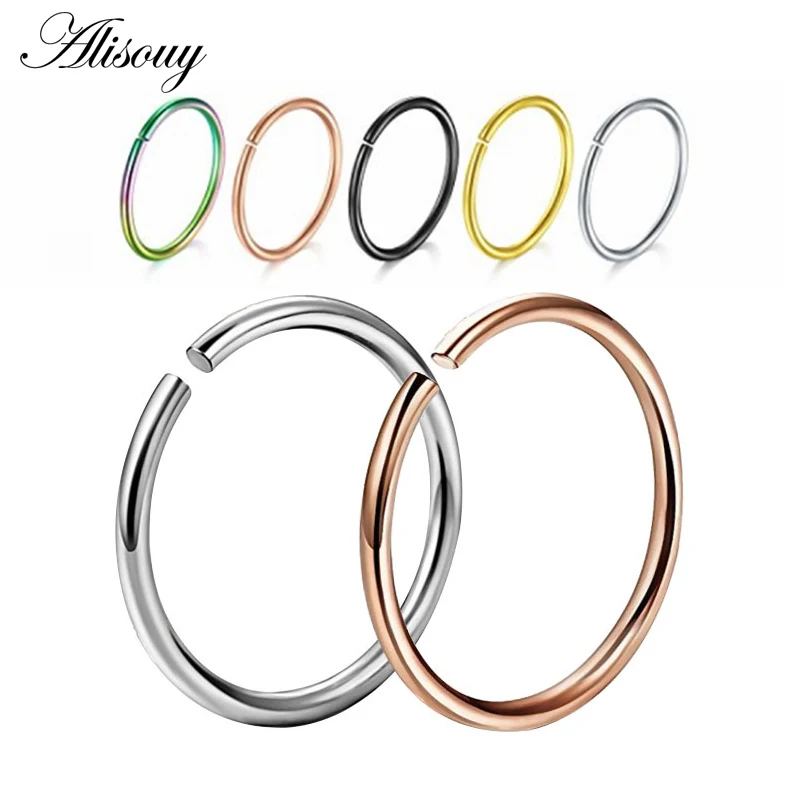

1pc Simple Medical Titanium Steel Hoop Nose Rings Piercing Tragus Fake Septum Ring Daith Helix Piercing Orbital Body Jewelry