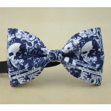 Темно-синий галстук-бабочка с принтом черепа, красивые мужские галстуки и женские модные галстуки, аксессуары ручной работы