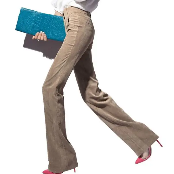 

Spring & autumn New Stretch Wide Leg Pants Women Elastic Button Long Pants Female Bottom High Waist Trousers DC203