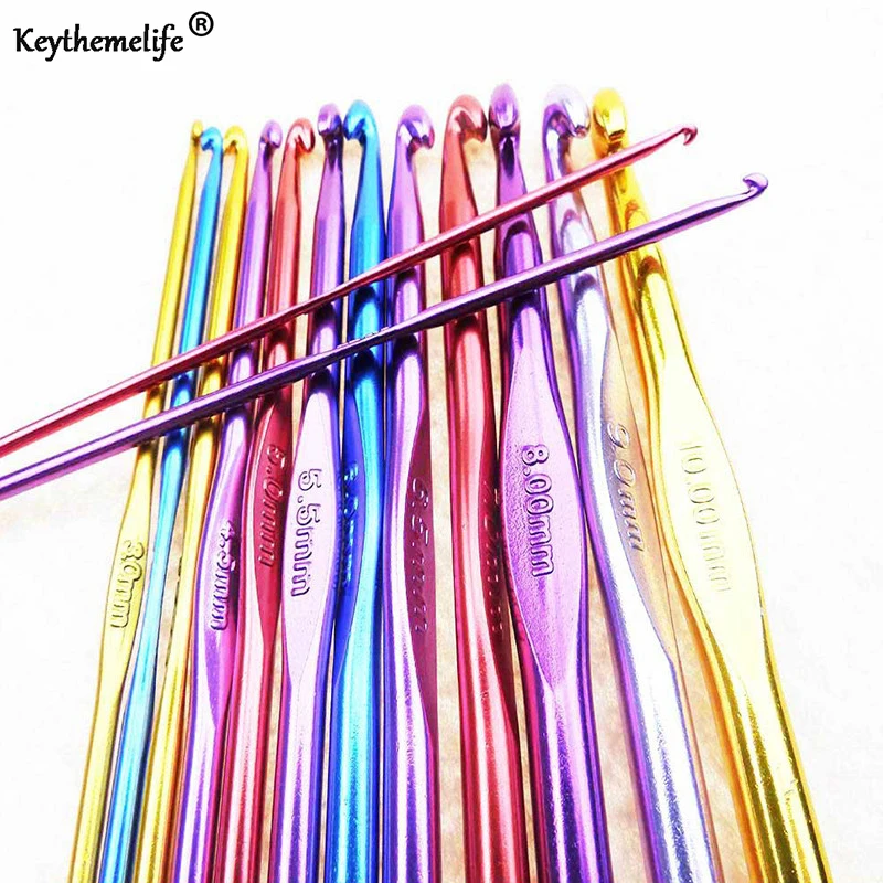 

Sewing tools 14pcs/1Set Mixed Metal Hook Crochet Template Kit Aluminum Knitting Needles For Loom Tool Band DIY Crafts C1