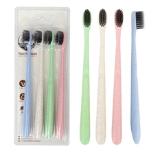 2/4 шт./лот пшеничной соломы Зубная щётка Творческий Портативный гигиены ротовой полости тончайший мягкое бамбуковое Зубная щётка для дома и путешествий