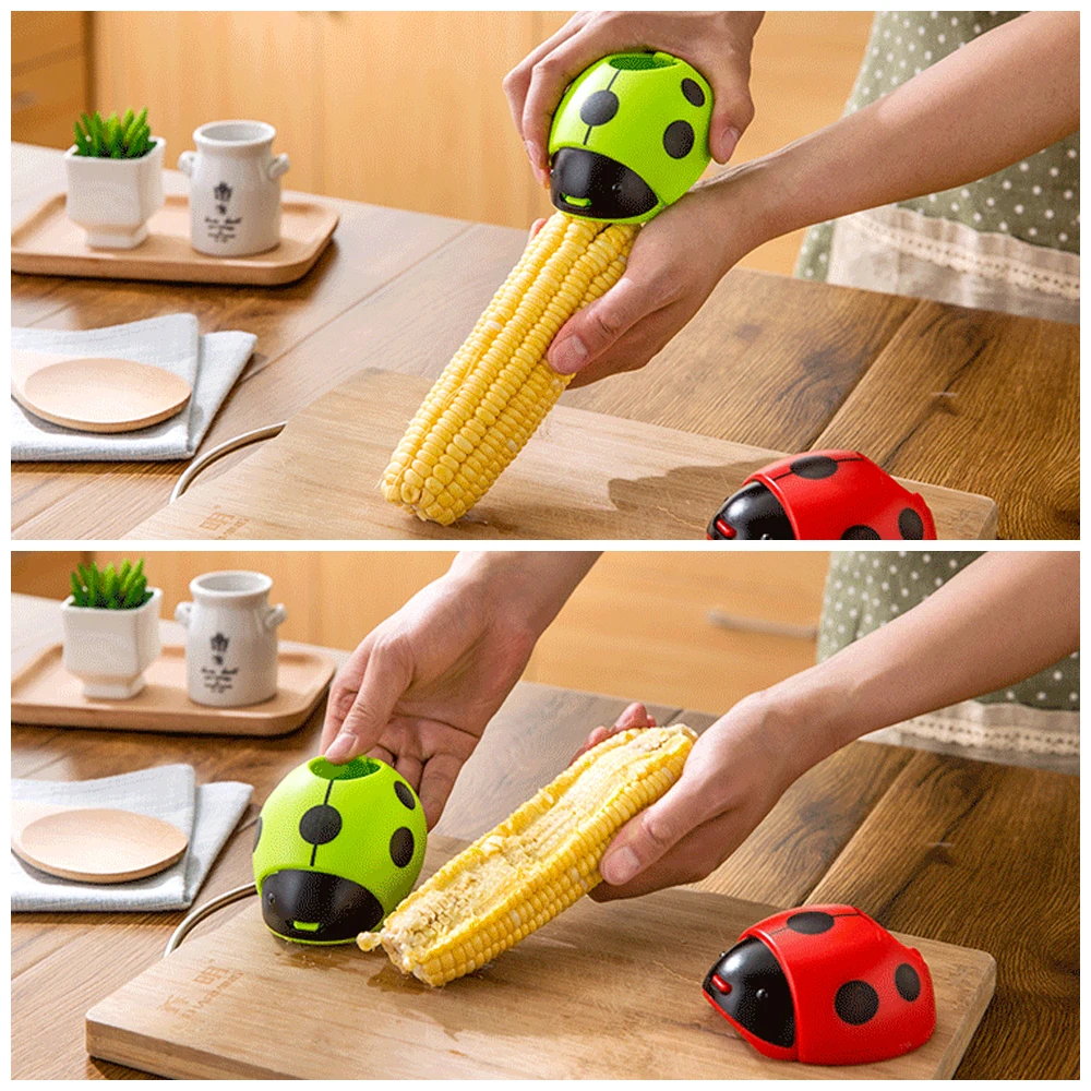 

Creative Ladybug Hand Corn Stripper Stainless Steel Corn Separator Cob Remover Cutter Thresher Cooking Tools