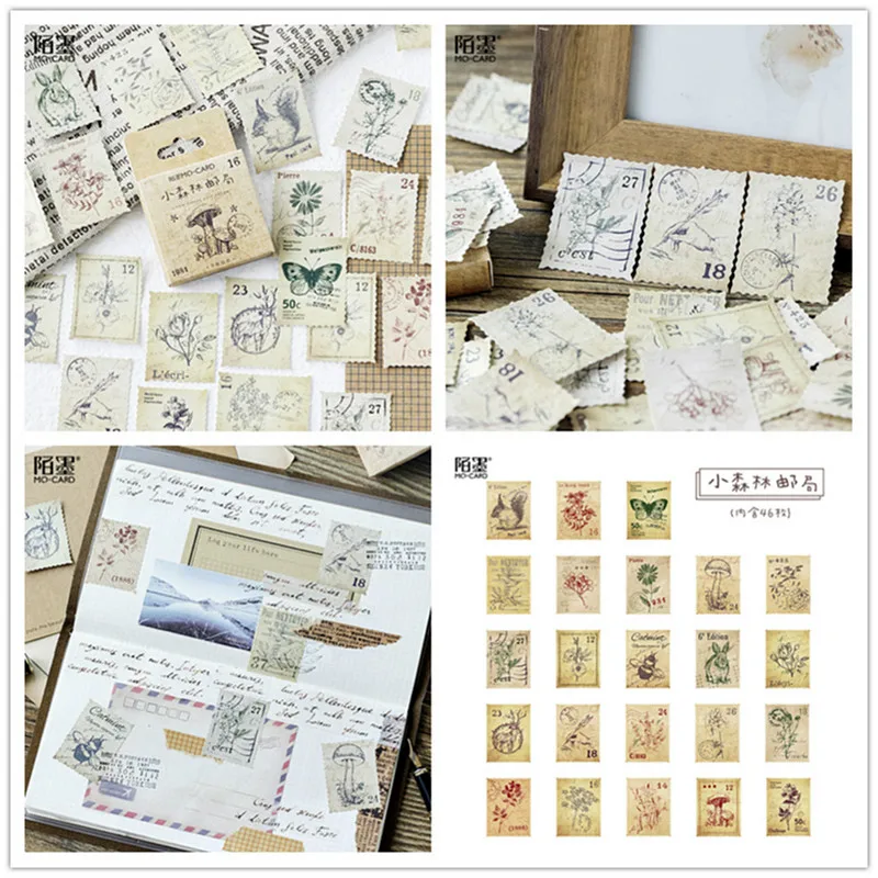 

45Pcs/set kawaii notebook cute postage stamp pattern planner Halloween Decoration school supplies stationery