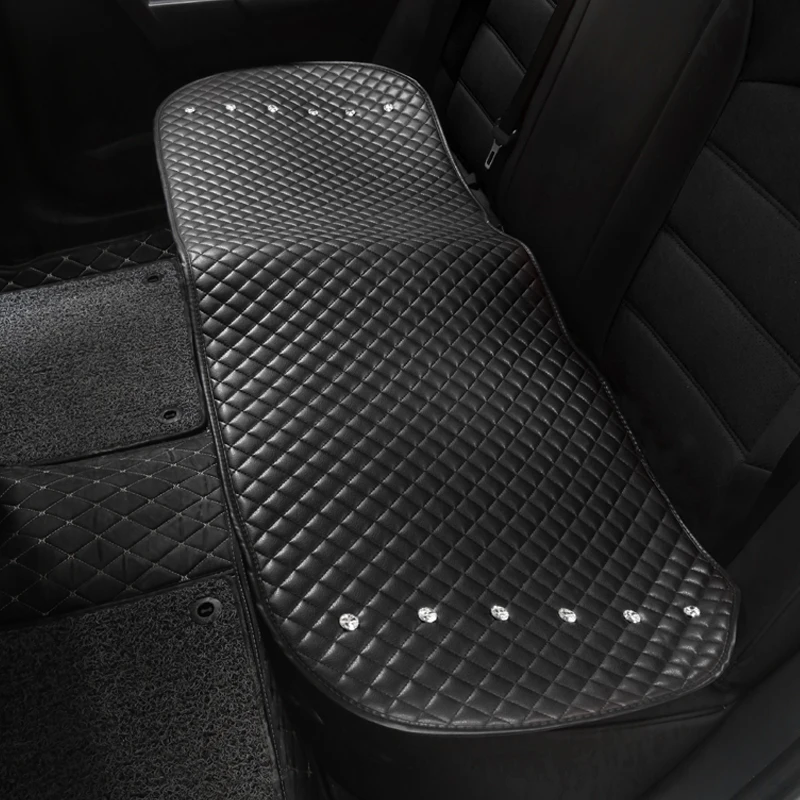 Универсальные чехлы для автомобильных сидений с кристаллами и стразами, кожаные чехлы для сидений с бриллиантами, чехлы для сидений автомобиля в стиле интерьера, чехлы для передних и задних сидений