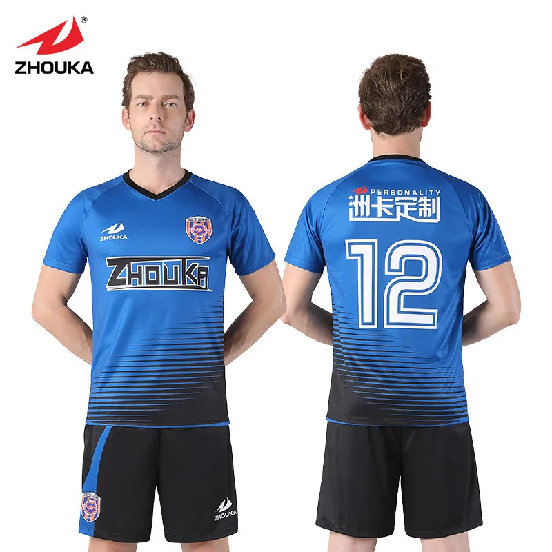 Zhouka Club Survetement Football 2018 2019 Soccer Uniform Tracksuit Jersey Soccer For Men Black Blue Polyester Chandal Futbol