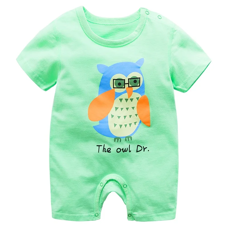 

100% Cotton Baby Girl Onesie Toddler Romper Owl Thin Baby Shorts Climbing Suit