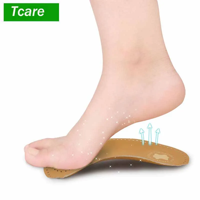 1Pair Foot Care 3/4 Leather Ultra Light Thin Semi Rigid Orthotic with