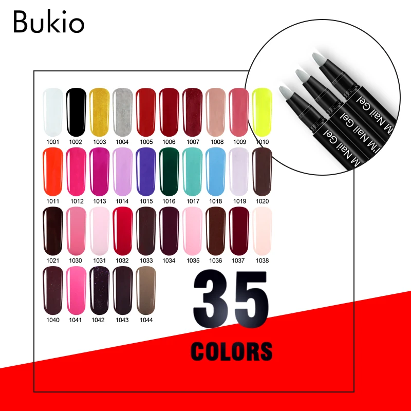 

Bukio Nail Art Polish Pen Set Supplies Gel Nail Polish Pen / Brush Hybrid Beauty Easy Nail Art Design Novel Permanent Nagellak