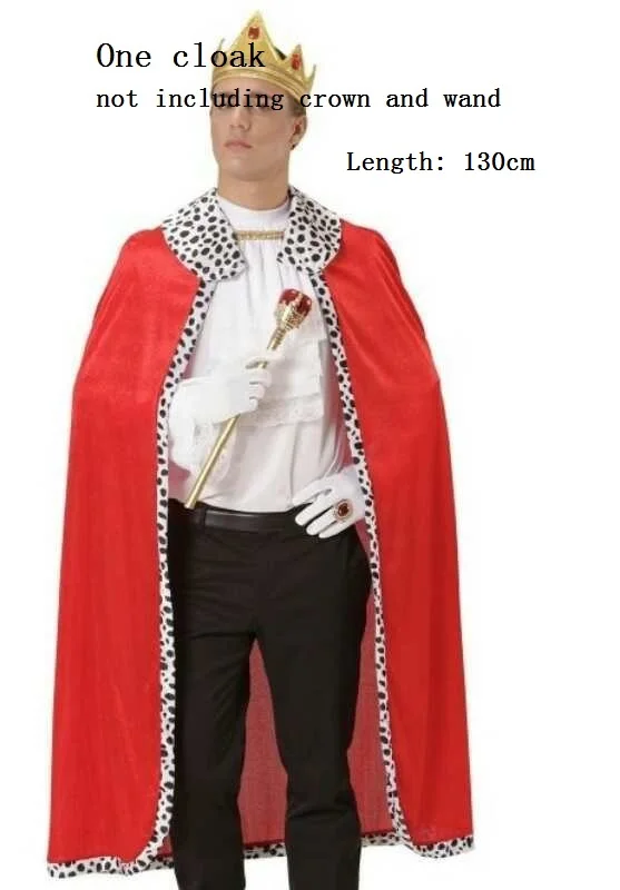 Королевский Красный вельветовый Королевский роскошный плащ-накидка, нарядное платье, костюм скипетр, 130 см, Карнавальный костюм для взрослых и детей
