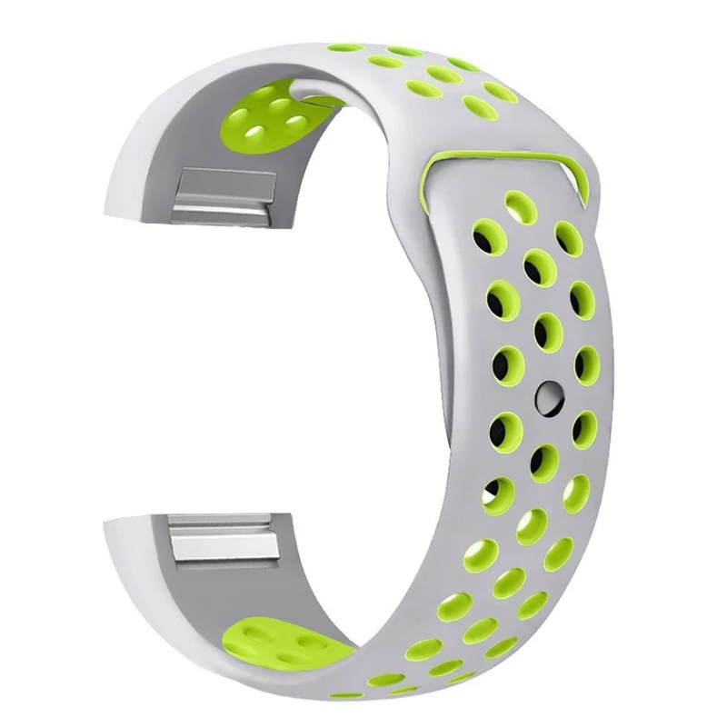 Цветной браслет для Fitbit Charge 2, спортивный силиконовый ремешок на запястье для Fitbit Charge 2, умный Браслет, умные аксессуары - Цвет: Grey and Yellow