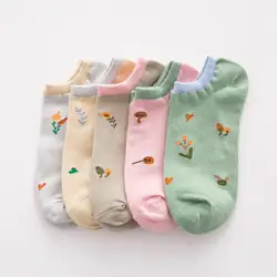 5 пар/лот для девочек мужские носки дышащие хлопковые носки впитывающие пот носки с цветочным принтом