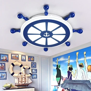 

Creative pirate boat children's room blue LED ceiling lights Mediterranean dining room lamp led bedroom study ceiling lamp blue