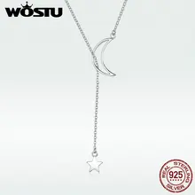 WOSTU дизайнерское 925 пробы Серебряное ожерелье с кулоном в виде звезды для женщин S925 хорошее ювелирное изделие подарок на день рождения для влюбленных DXN108