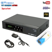 3 pcs Gtmedia V7 Combo ATSC DVB S2 Receptor de Satélite 1080 P Full Suporte HD Newcam Youtube Youporn PowerVu Set Top Box + USB WI-FI