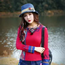 FAYE магазин национальный ветер women'snew на осень-зиму кофта с длинными рукавами футболки