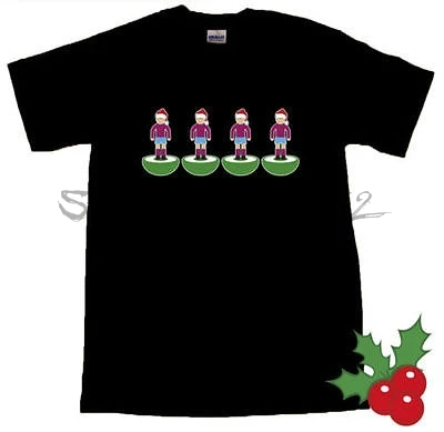 

Subbuteo Back Four West Ham Santa Hat Christmas Black T-SHIRT men black tshirt summer fashion male tee-shirt cotton tops