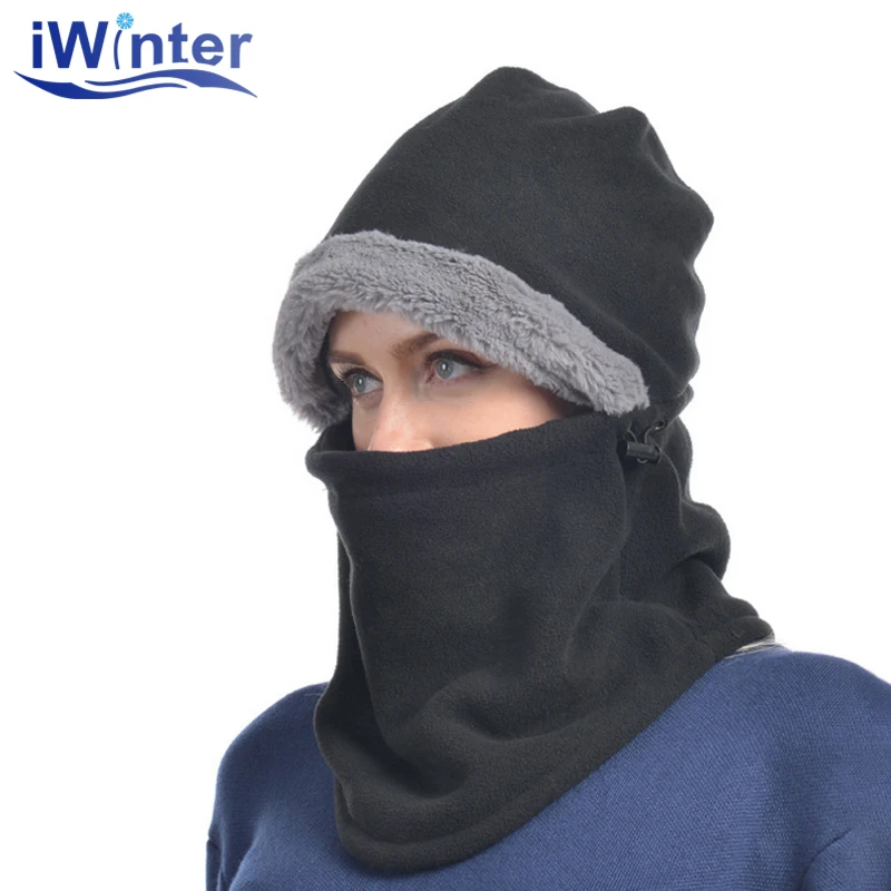 

IWINTER Fur Winter Hat For Men Women Warm Mask Skullies Beanies Winter Women Cap Face Balaclava Knitted Cap Neck Warmer Cap Hat