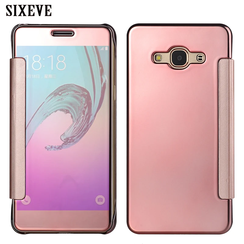 SIXEVE Flip Cell Phone Case For Samsung Galaxy J1 J2 J3 J5 J7 Pro 2016 2017 Grand Prime Plus Luxury Smart View Mirror Full Cover |