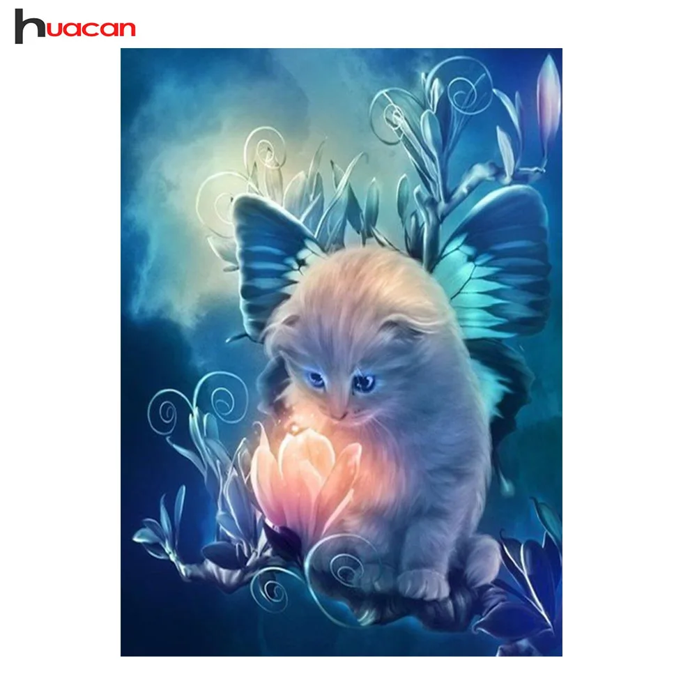 

Huacan 5D DIY Animals Diamond Embroidery Cats Bedroom Decoration Mosaic Paste Diamond Painting Cross Stitch Children Gift