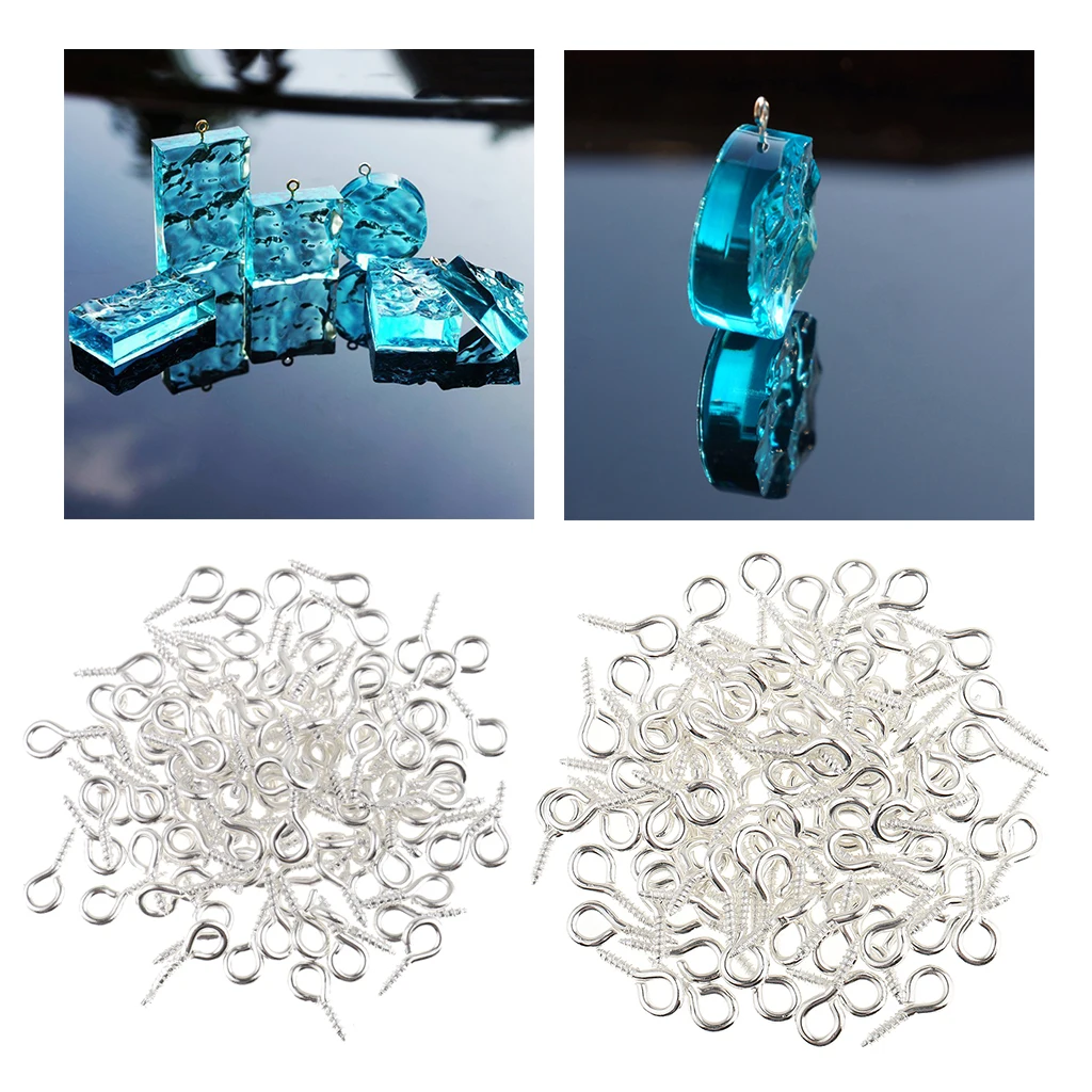 Threaded Drilled Charms Metal 100Pcs Eyelets Bails Screw Jewelry Making