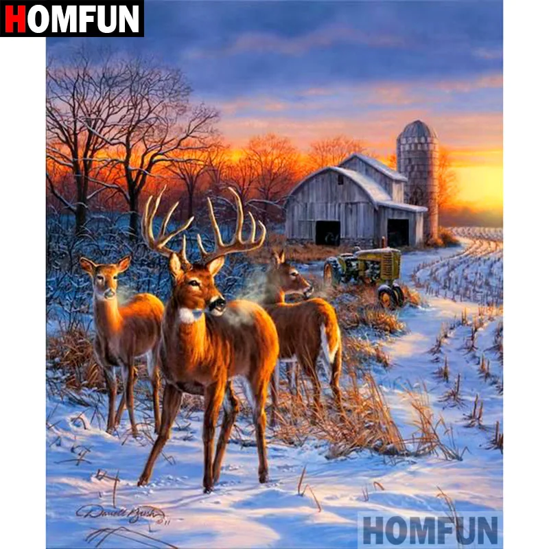 HOMFUN 5D DIY Diamond Painting Full Square Round Drill Tractor Deer homfun-5d-diy-diamond-painting-full-square-round-drill-tractor-deer