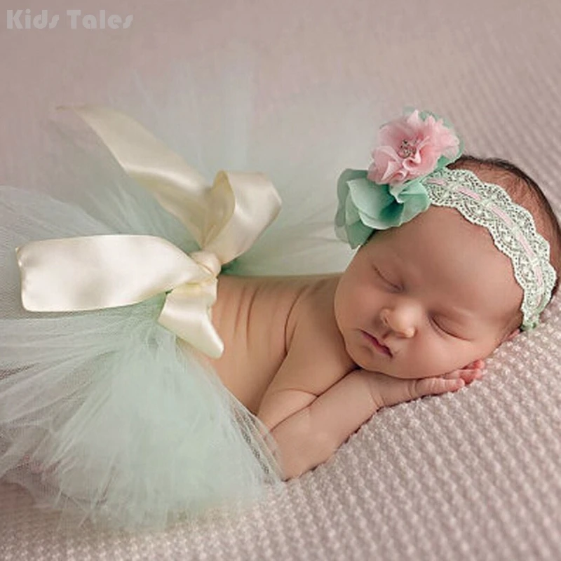 

One Set Newborns Costume Baby Cute Skirts And Flower Headband Photo Photography Prop Clothes And Accessories KYY8010-3