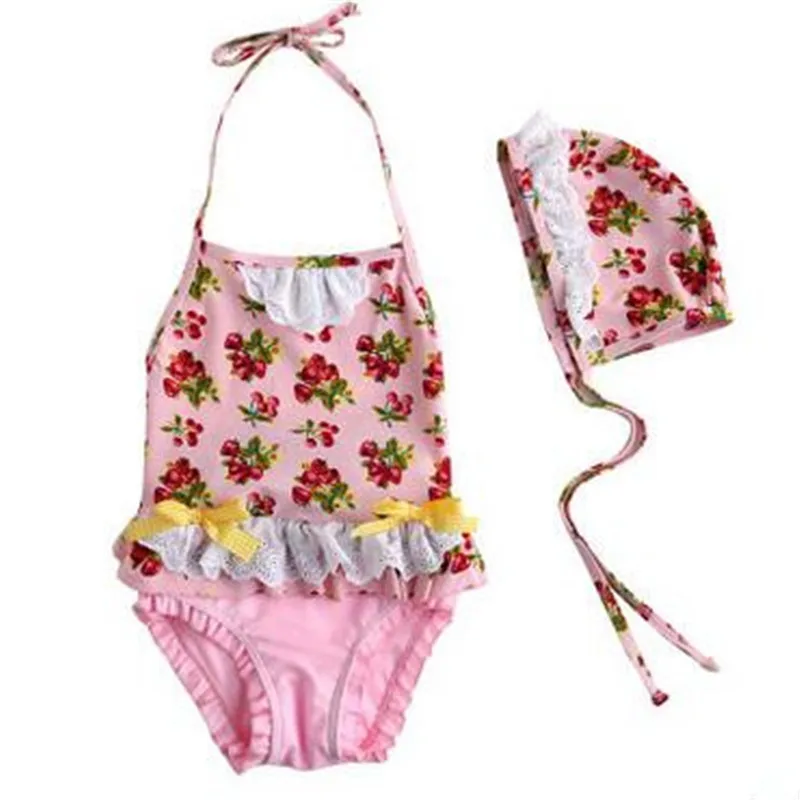Купальный костюм с розовыми и желтыми цветами для маленьких девочек ...