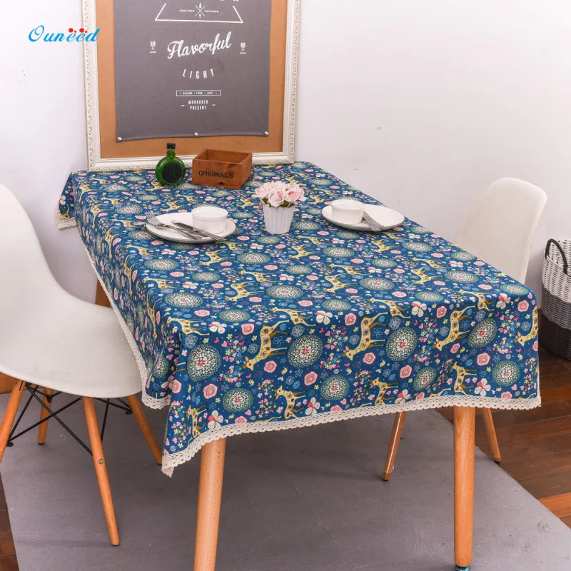 Скатерть Ouneed Happy Christmas простая скатерть 140*250 см для обеденного стола синяя и